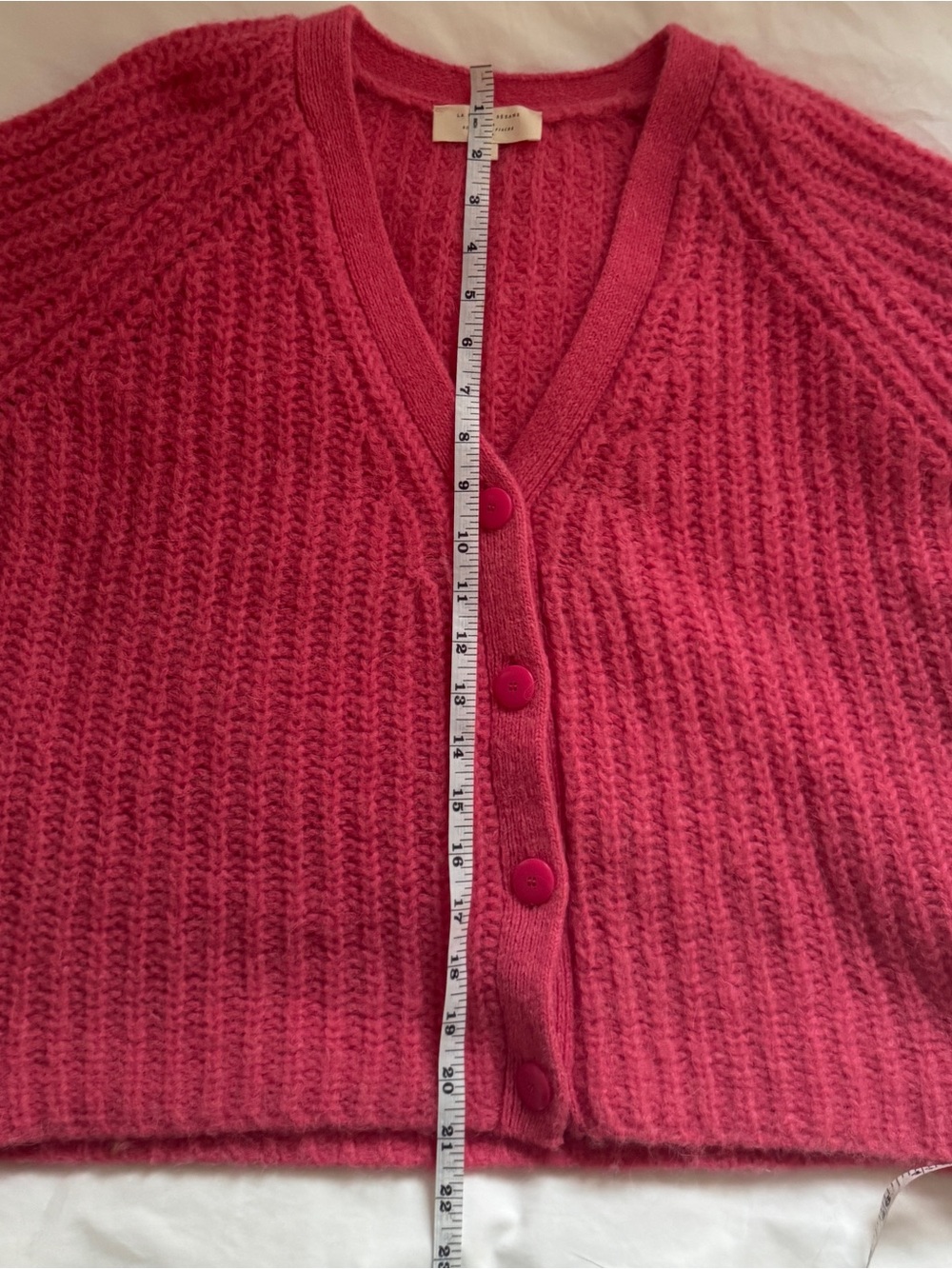 Sezane Basile Cardigan Pop Pink Alpaca Wool Chunky Knit Sweater XS - Picture 12 of 12